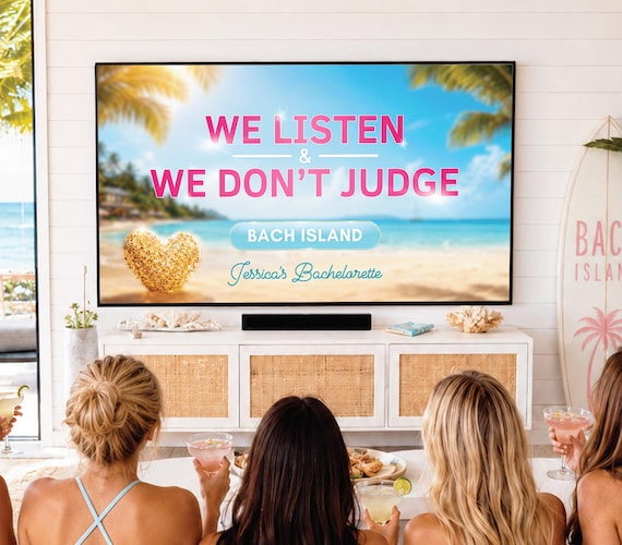 Bach Island Game Bachelorette Party Game Icebraker We Listen & We Don't Judge Game Bachelorette Island Activity Friends Game Reality TV Bach
