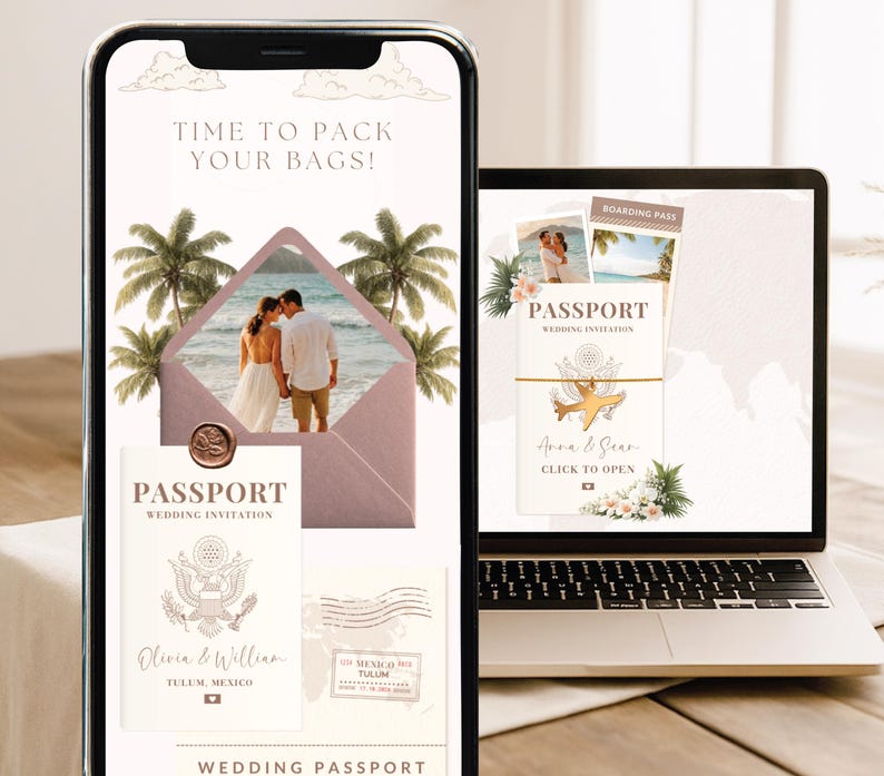 Passport Wedding Website with RSVP Template Destination
