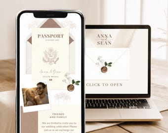 Passport Wedding Website with RSVP Template Destination Wedding Invitation Digital Passport Editable Canva Save the Date Destination Website
