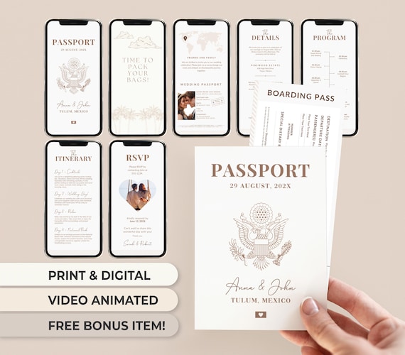 Destination Wedding Passport Printable Passport Wedding Digital Invitation Custom Wedding Invitation Travelling Guest Wedding Boarding Pass
