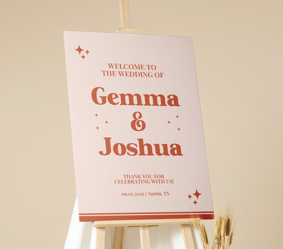 Retro Wedding Welcome Sign Retro Welcome Sign Template Wedding Boho ...