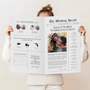 Large Wedding Newspaper Template Wedding Program Newspaper Wedding Template Canva Newspaper Wedding Day Newspaper Itinerary Wedding Program