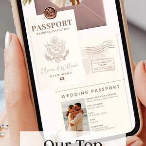 Wedding Invitation Digital Passport Editable Canva Save the Date Destination Website