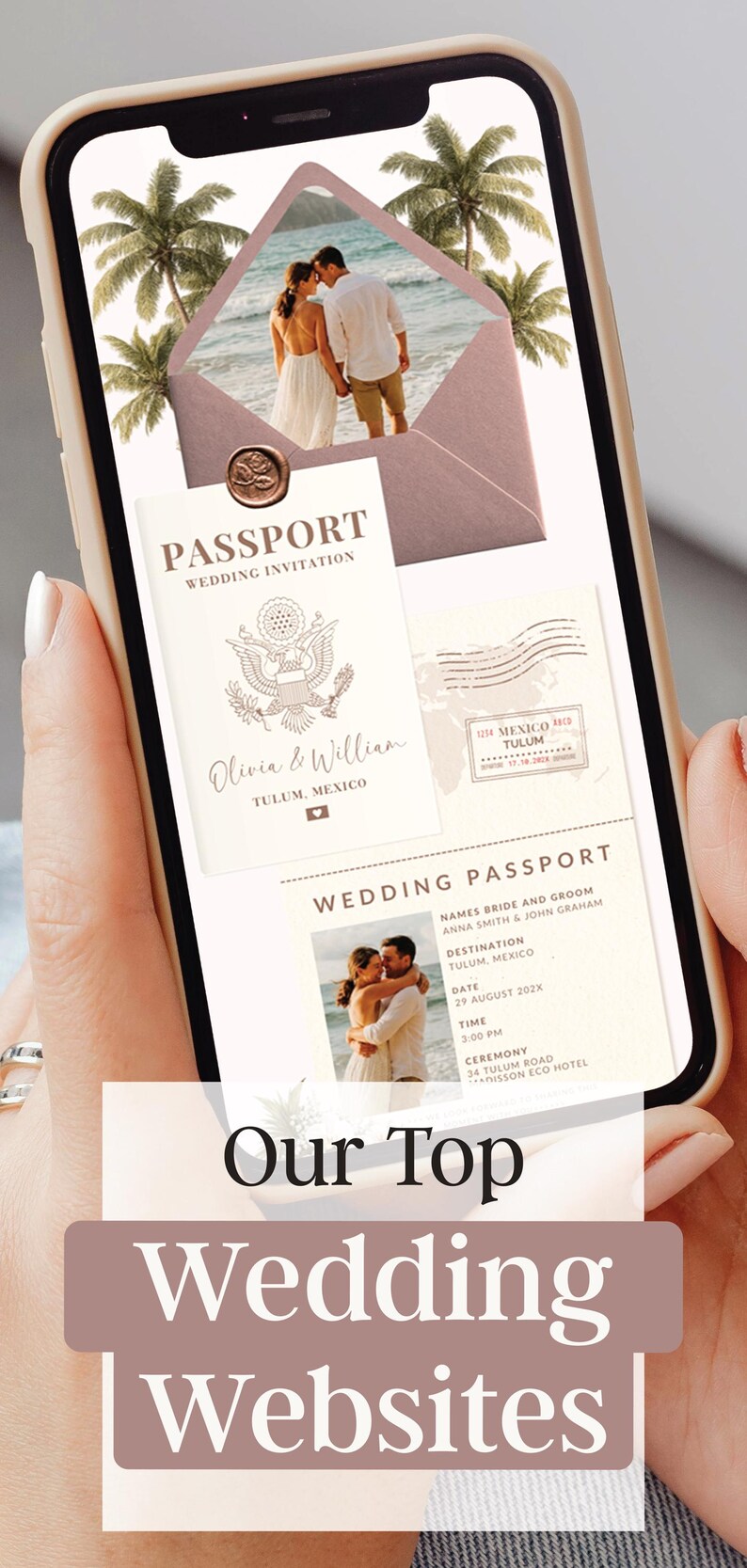 Wedding Invitation Digital Passport Editable Canva Save the Date Destination Website