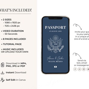 Wedding Passport Invitation Digital Save The Date Wedding Boarding Pass Custom Wedding Invite Digital Destination Wedding Custom Invitation image 3