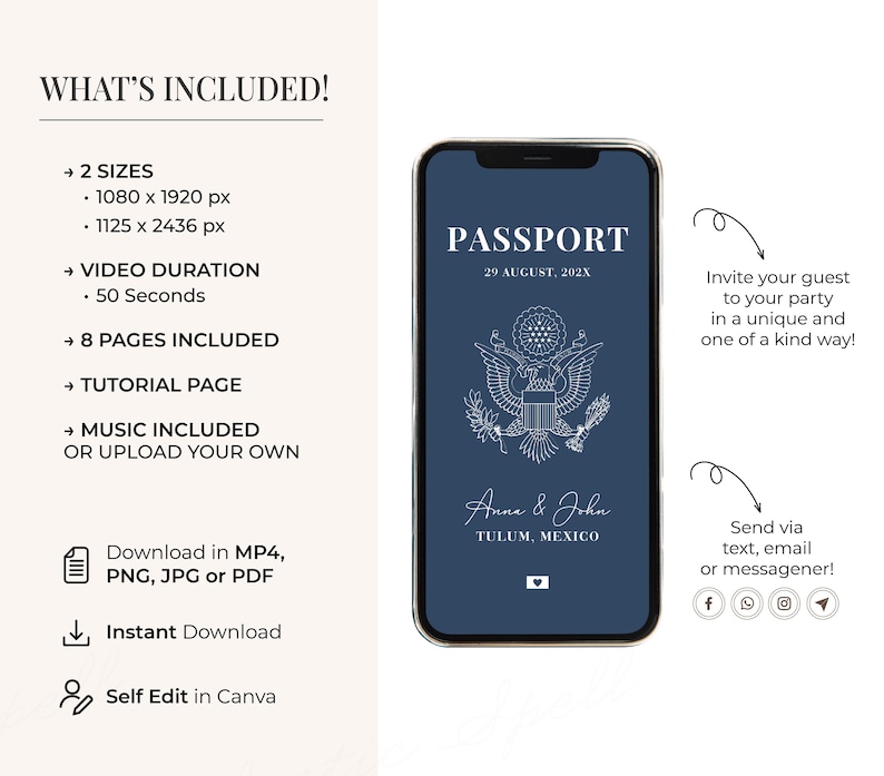 Wedding Passport Invitation Digital Save The Date Wedding Boarding Pass Custom Wedding Invite Digital Destination Wedding Custom Invitation image 3