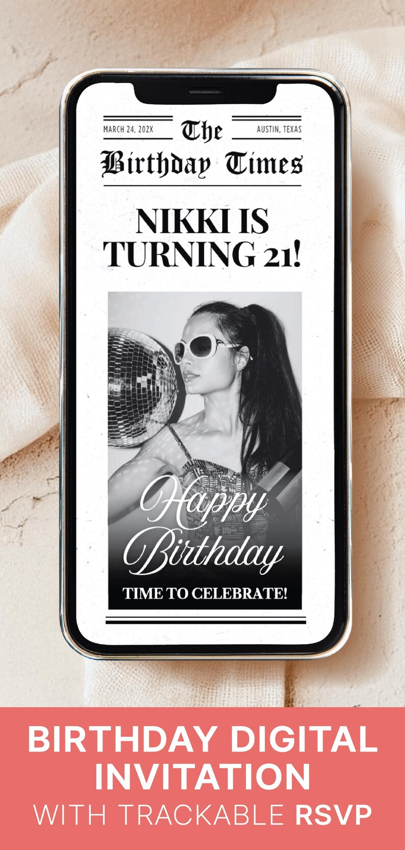 NEWSPAPER Birthday Invitation Template Birthday 21st Birthday