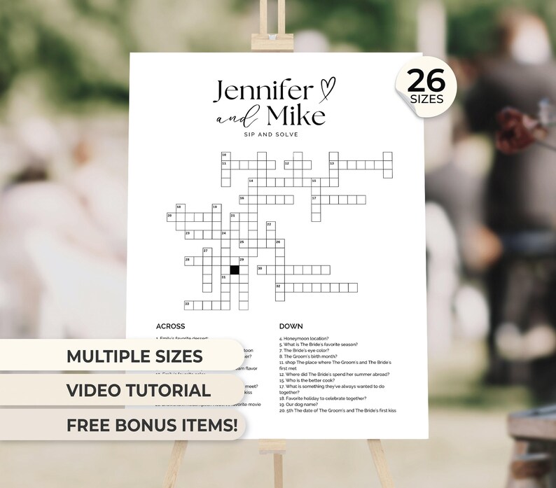 Bridal Shower Crossword Puzzle Game Bridal Shower Game