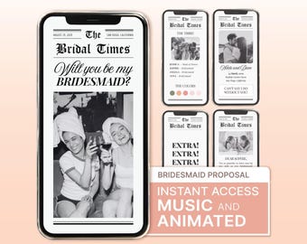 Bridesmaid Newspaper Proposal Video Bridesmaid Proposal Invitation Newspaper Bridesmaid Video Invite Animated Bridesmaid Proposal Newspaper