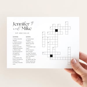 Small Custom Crossword Puzzle Wedding Custom Crossword Template Game Sip And Solve Bridal Shower Crossword Puzzle Game Bridal Shower Game image 1