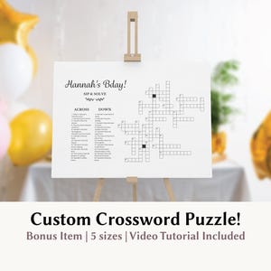 Custom Birthday Crossword Puzzle Template Birthday Party Game Teen Birthday Game For Her Printable Birthday Game Activity 50th Birthday Game