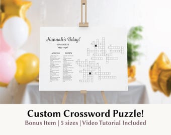 Plantilla de crucigrama de cumpleaños personalizado Juego de fiesta de cumpleaños Juego de cumpleaños para adolescentes para ella Actividad de juego de cumpleaños imprimible Juego de 50 cumpleaños