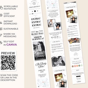 Invitation Announcement Newspaper Invitation Birthday Party 21 Birthday Invite