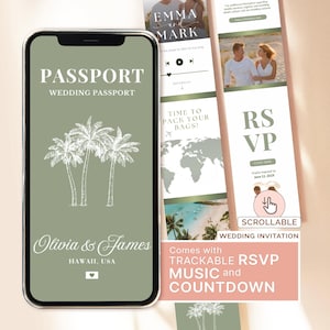 Faire-part de mariage sur la plage, faire-part de mariage numérique passeport, idée de mariage à destination, faire-part de mariage côtier, décoration de mariage sur la plage, inviter au Mexique