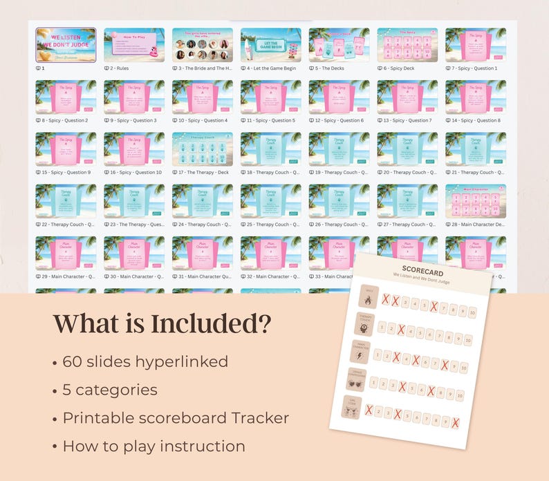 Bach Island Game Bachelorette Party Game Icebraker We Listen & We Don't Judge Game Bachelorette Island Activity Friends Game Reality TV Bach image 9