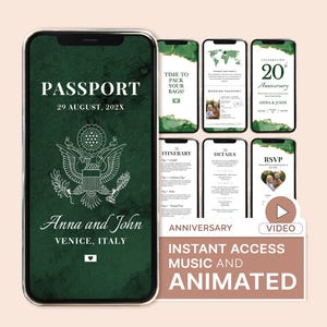 Luxury Anniversary Party Invitation Passport Custom Destination Party Invitation Anniversary Passport Invitation Anniversary Travel Party