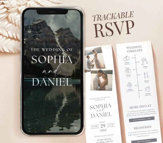 Web Invitation Canva RSVP Tracker Wedding Website Template Digital National Park Wedding Invite Editable Online Save the Date National Park
