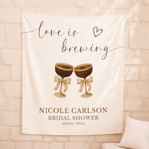 Love is Brewing Bord Grote vrijgezellenfeestbanner Vrijgezellenfeest decor vrijgezellenfeest achtergrond Koffiethema vrijgezellenfeest bewegwijzering aangepaste banner