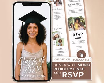 Graduation Announcement Digital Invitation Grad Invite Template Grad Party Invitation High School Grad Party Custom Invitation Graduation
