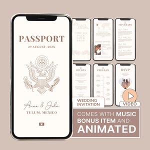 Benutzerdefinierte Pass-Hochzeitseinladung Hochzeit Zielland einladen Passport Digital RSVP Bordkarte Elektronische Reise Themen Hochzeit einladen
