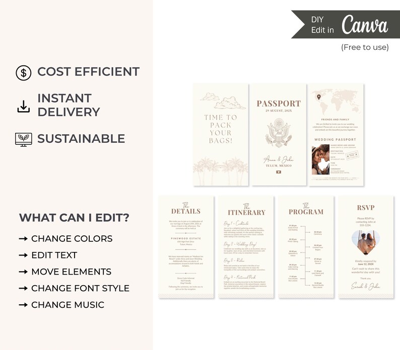 Custom Passport Wedding Invitation Destination Wedding Invite Passport Digital