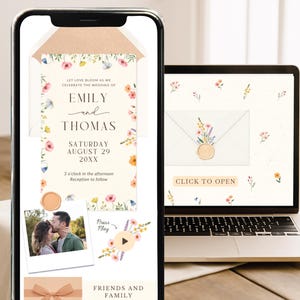 Spring Wedding Website Invitation Wildflower Wedding Invitation Digital