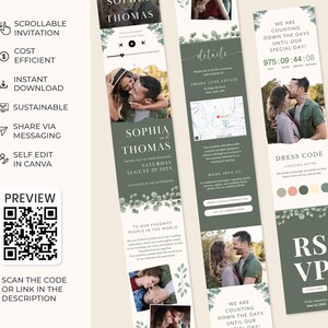 Invite Green Digital Minimal Greenery Detail Card Eucalyptus Invitation Canva
