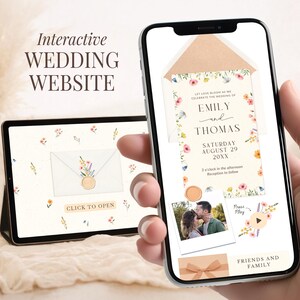 Spring Wedding Website Invitation Wildflower Wedding Invitation Digital