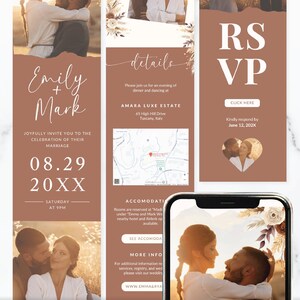 Boho Wedding Invitation Digital Rustic Wedding Invite Electronic Modern Boho