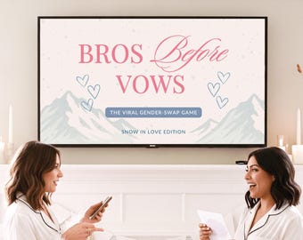 Jogo de Troca de Gêneros para Despedida de Solteira, Jogo Digital Divertido para Transformar Amigos em Homens, Jogo Personalizado de Inverno para Despedida de Solteira, Modelo de Canva para Festa de Despedida de Solteira