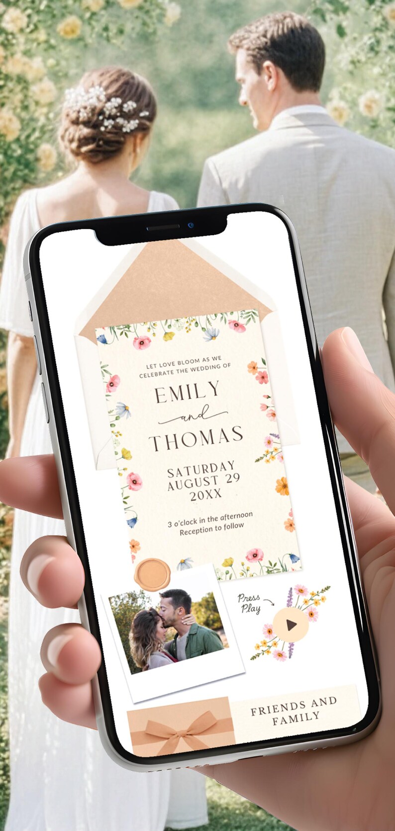 Spring Wedding Website Invitation Wildflower Wedding Invitation Digital