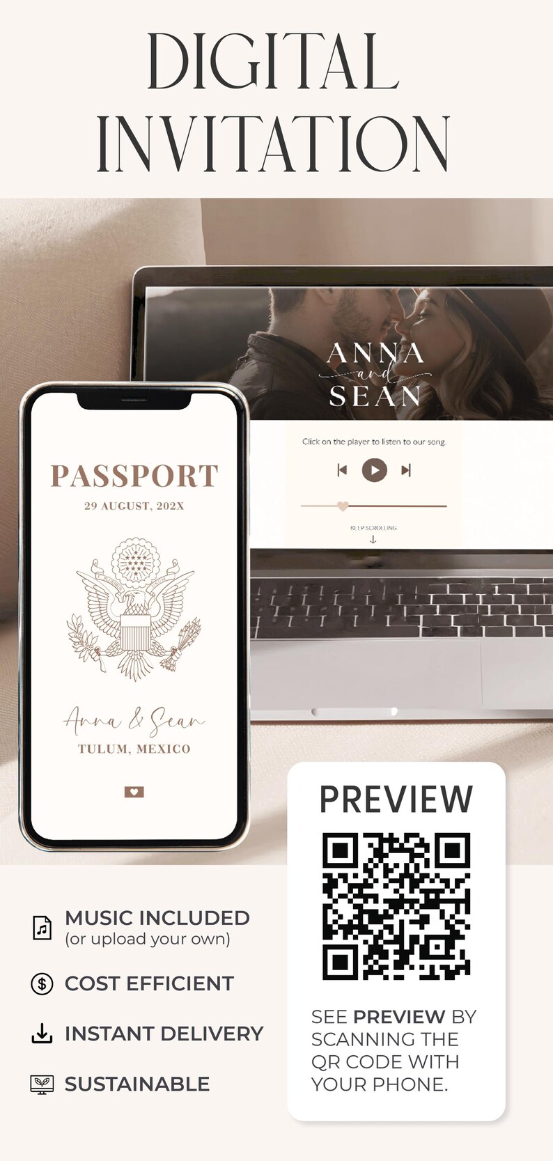 Passport Canva Wedding Website Destination Wedding RSVP Invite