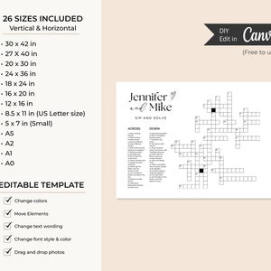 24 x 36 Wedding Crossword Sign Reception Game Wedding Canva