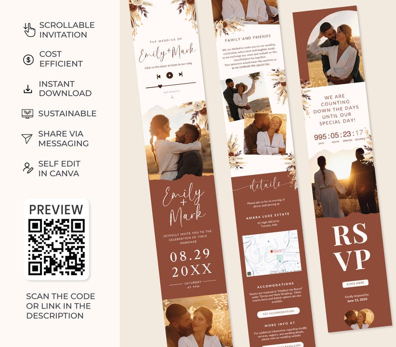Invitation RSVP Card Terracota Invitation Wedding Rustic Decor