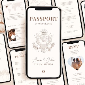 Passport Wedding Invitation Destination Wedding Invitation Digital