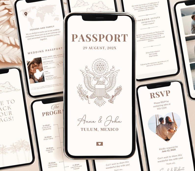 Passport Wedding Invitation Destination Wedding Invitation Digital