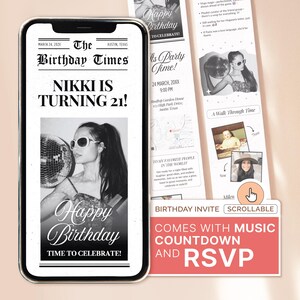 NEWSPAPER Birthday Invitation Template Birthday 21st Birthday