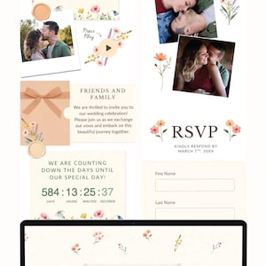 Pastel Floral Wedding Website RSVP Trackable Floral Wedding Template