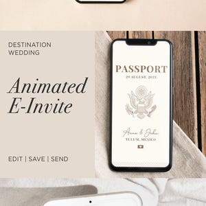 Wedding Passport Invitation Digital Animated Destination Wedding Invite