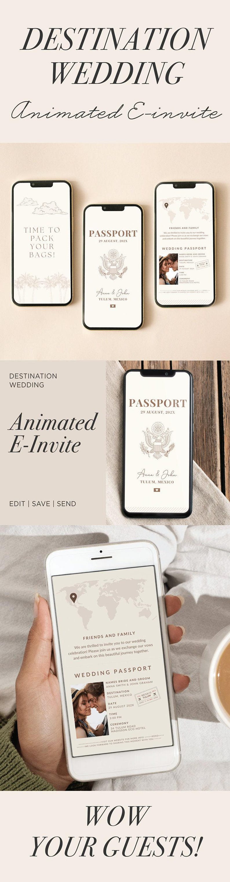Wedding Passport Invitation Digital Animated Destination Wedding Invite