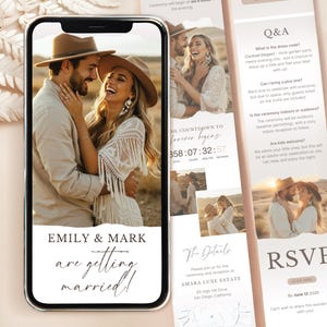 Hochzeitseinladung WEB Hochzeitseinladung mit nachverfolgbarer Antwortkarte Digitale Hochzeitseinladungsvorlage Digitale Hochzeitsansage Minimalistisch