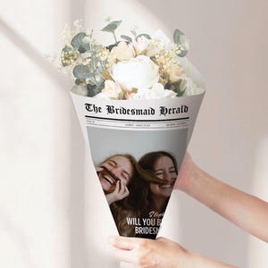 Bruidsmeisje Krant Voorstel Afdrukbaar Bruidsmeisje Voorstel Bloem Wrap Krant Bruidsmeisje Krant Sjabloon Bloemboeket Print