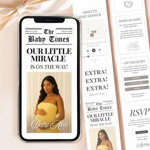 Convite eletrônico para chá de bebê editável RSVP, convite digital para chá de bebê, modelo digital moderno para chá de bebê