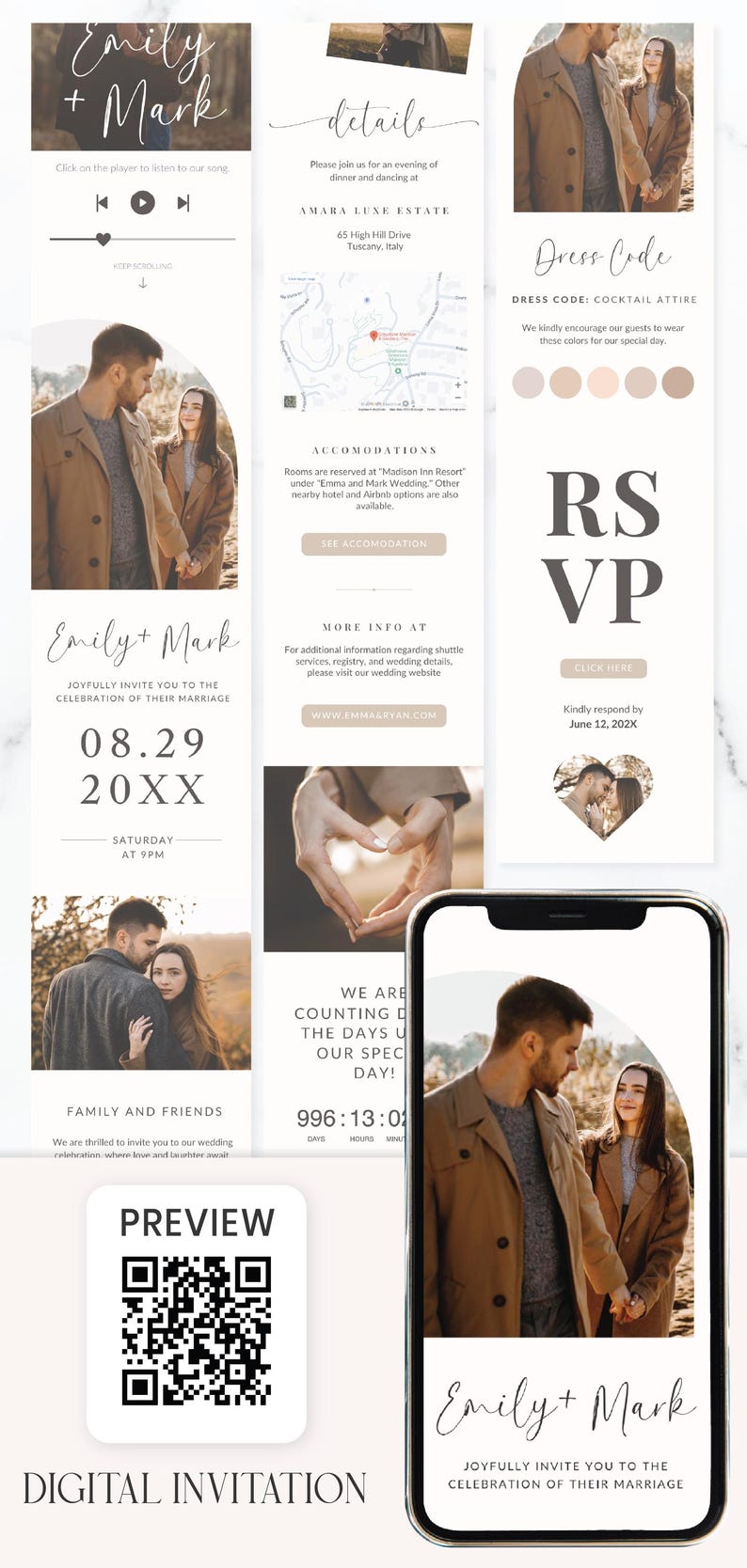 Digital Wedding Invitation With Photo Wedding Invite Website Minimalist