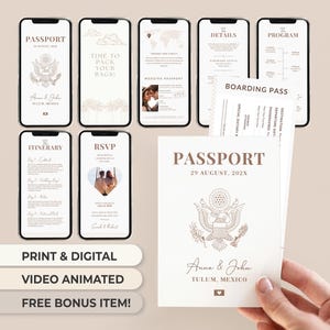 Destination Wedding Passport Printable Passport Wedding Digital Invitation