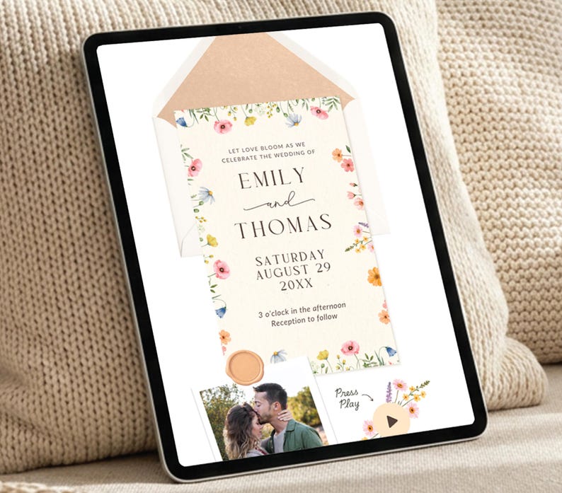 Pastel Floral Wedding Website RSVP Trackable Floral Wedding Template