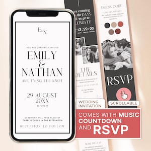 MODERN BLACK and WHITE Wedding Invitation with Rsvp Invitation Black Modern Wedding Invite Minimalist Wedding Invitation Black Wedding Suite