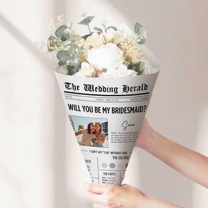 ブライズメイドプロポーズ新聞 私のブライズメイドになってくれませんか新聞 印刷可能な花 花嫁介添人新聞 ブーケ ブライダルパーティープロポーズ