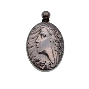 Jugendstil Parfümflasche,antike Parfümflasche Gravur,Silber Parfümflasche,Prägung Silber,Jugendstil Dame,Silber Geschenke für Sie.
