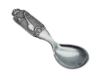 Cuchara de plata noruega, Norge, plata 830, cuchara de recuerdo, Circa XX, Regalos para coleccionistas, joyas antiguas y vintage.